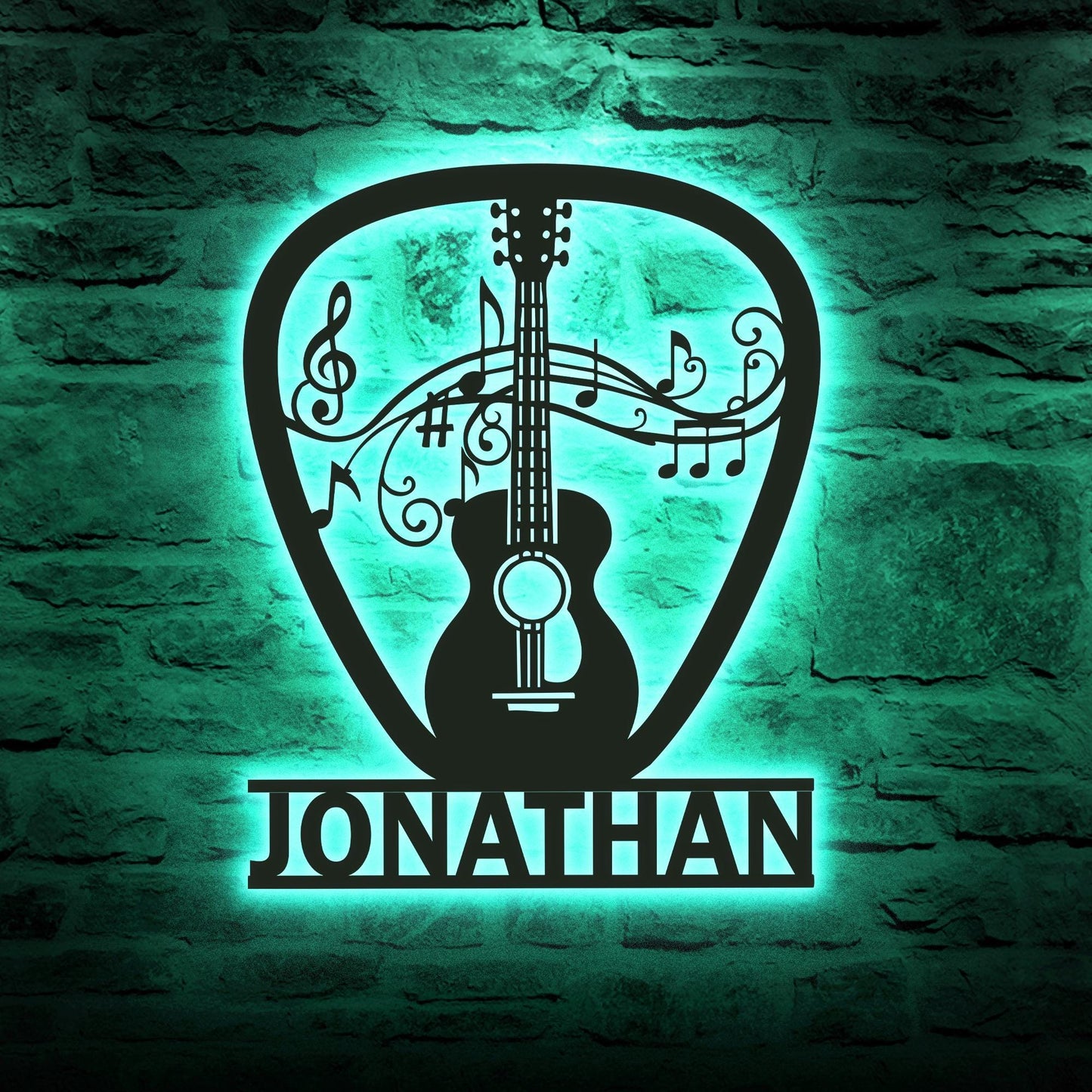Custom Guitarist LED Metal Sign – Personalized Guitar Pick Wall Art, Music Room or Studio Decor, Great Xmas or Birthday Gift for Players