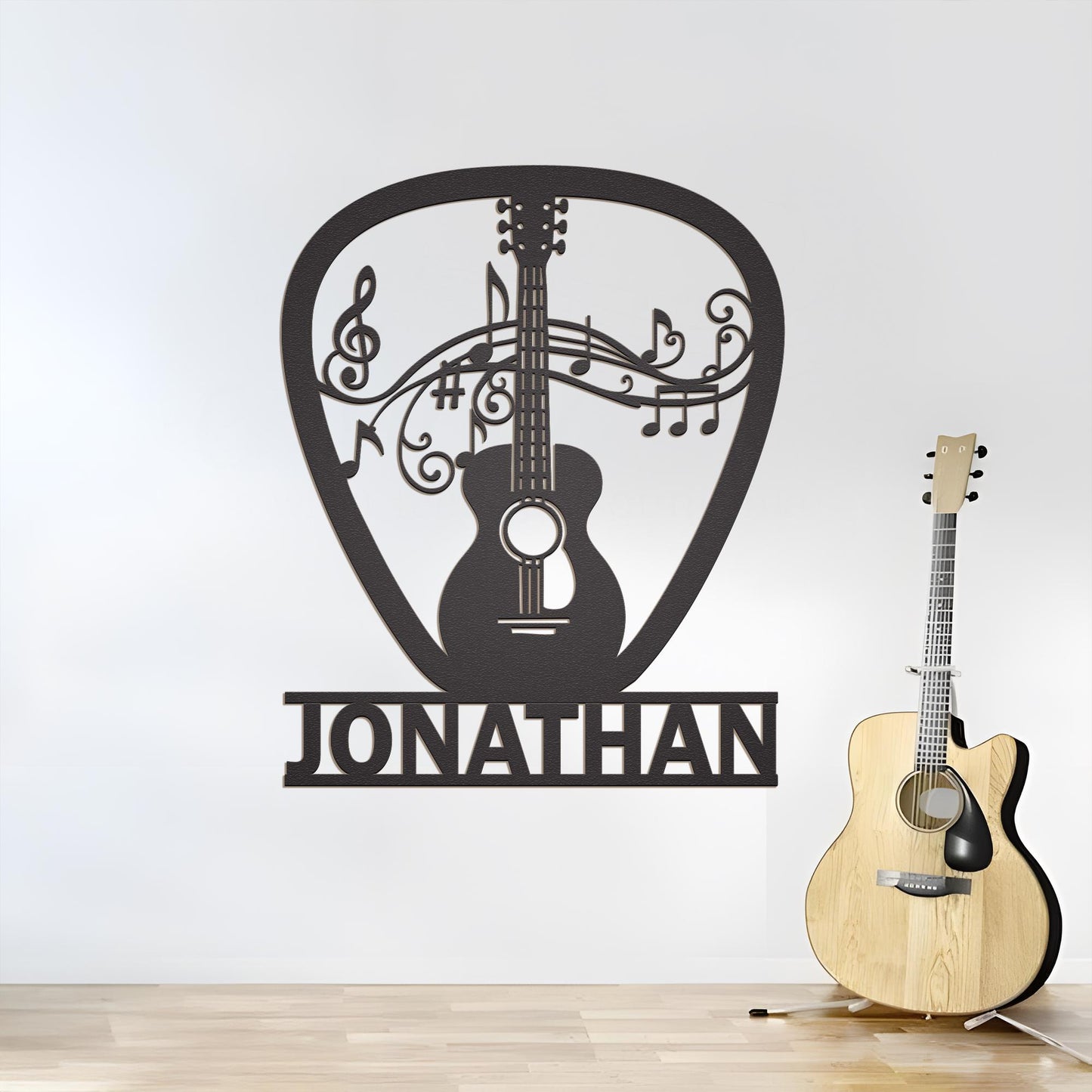 Custom Guitarist LED Metal Sign – Personalized Guitar Pick Wall Art, Music Room or Studio Decor, Great Xmas or Birthday Gift for Players