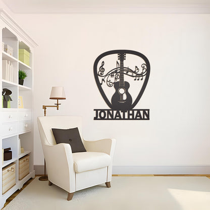Custom Guitarist LED Metal Sign – Personalized Guitar Pick Wall Art, Music Room or Studio Decor, Great Xmas or Birthday Gift for Players