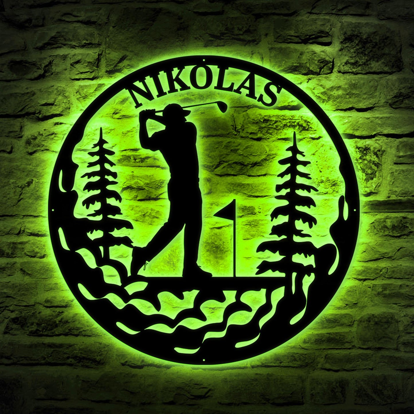 Personalized 19th Hole LED Metal Sign – Custom Golf Wall Art, Home or Golf Club Decor, Perfect Gift for Dad, Husband, or Golf Lovers