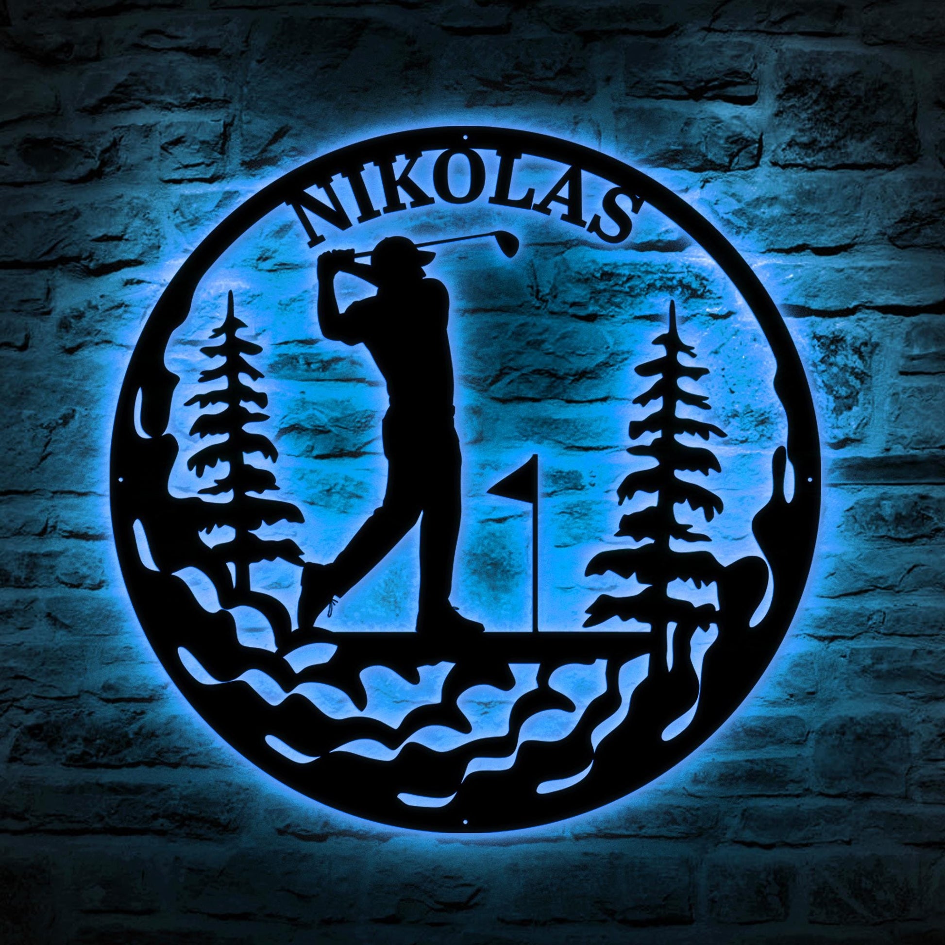 Personalized 19th Hole LED Metal Sign – Custom Golf Wall Art, Home or Golf Club Decor, Perfect Gift for Dad, Husband, or Golf Lovers