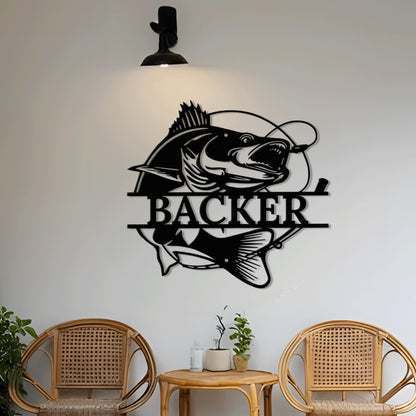 Personalized Walleye Fish Metal Sign with LED Light – Custom Wall Decor, Perfect Fishing Lover Gift, Anniversary or Cabin Present