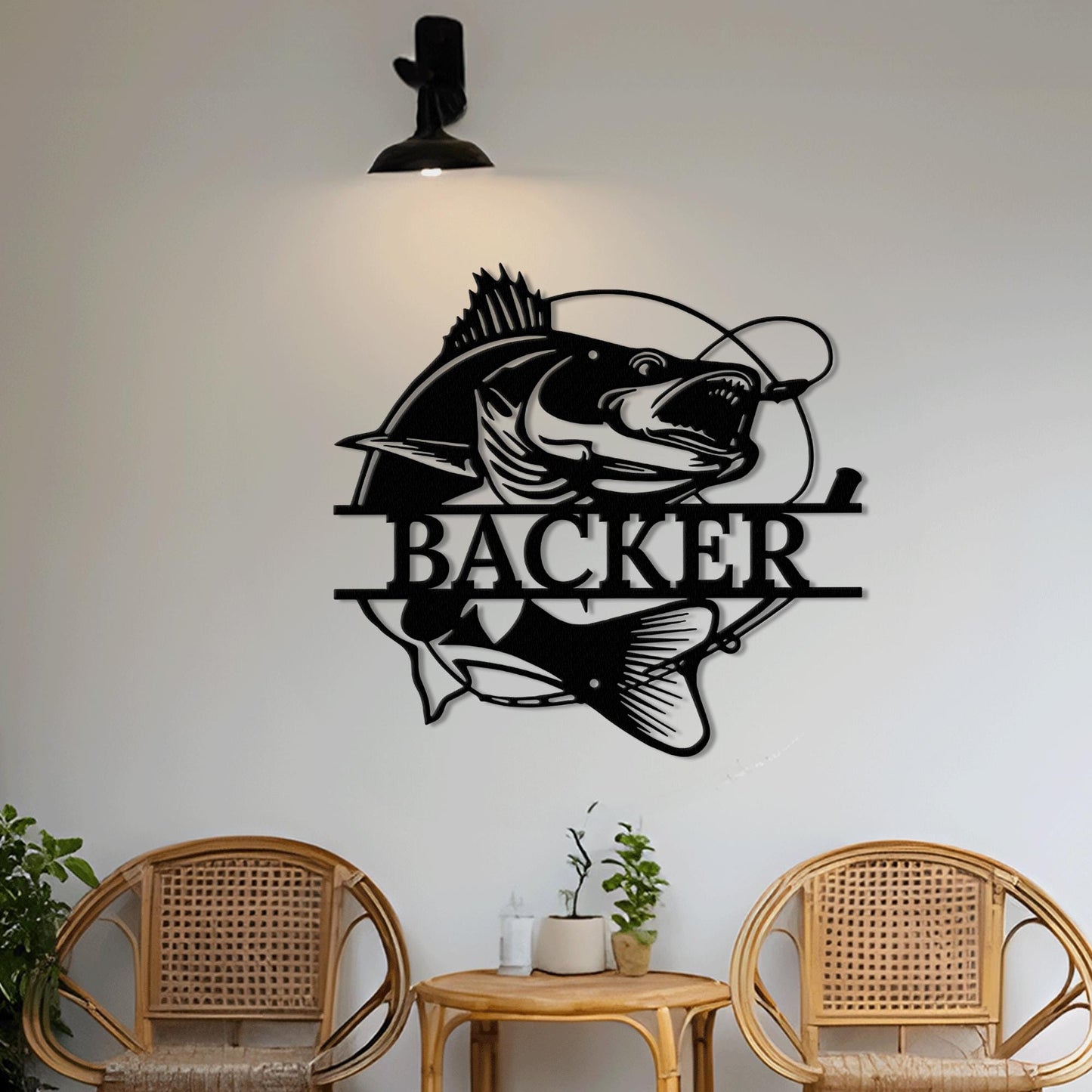 Personalized Walleye Fish Metal Sign with LED Light – Custom Wall Decor, Perfect Fishing Lover Gift, Anniversary or Cabin Present