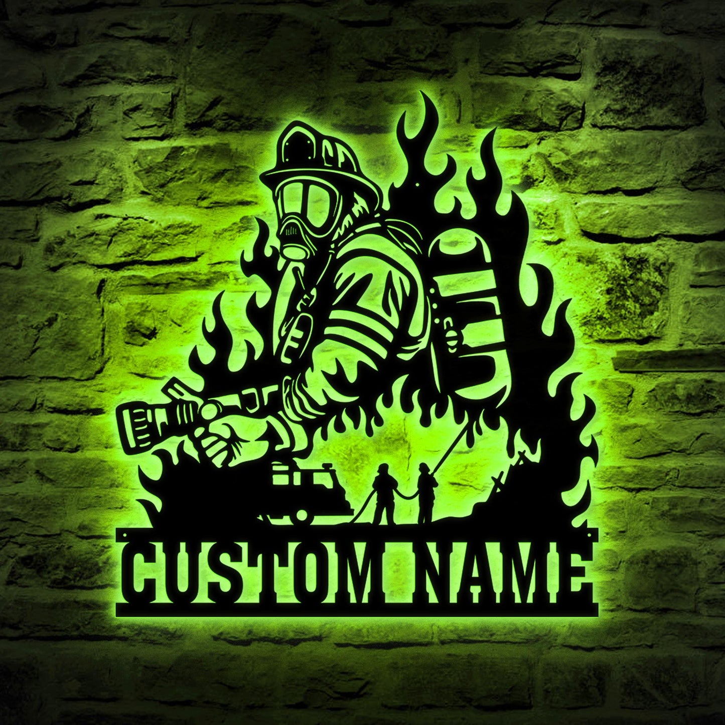 Custom Fire Dept LED Metal Sign – Personalized Firefighter Wall Art, Lighted Fireman Decor, Great Gift for Firefighter Appreciation