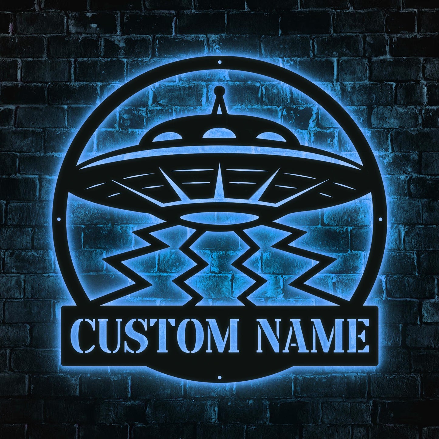 Custom UFO Metal Sign with LED Lights – Neon Alien Spaceship Wall Art, Sci-Fi Room Decor, UFO Wall Hanging