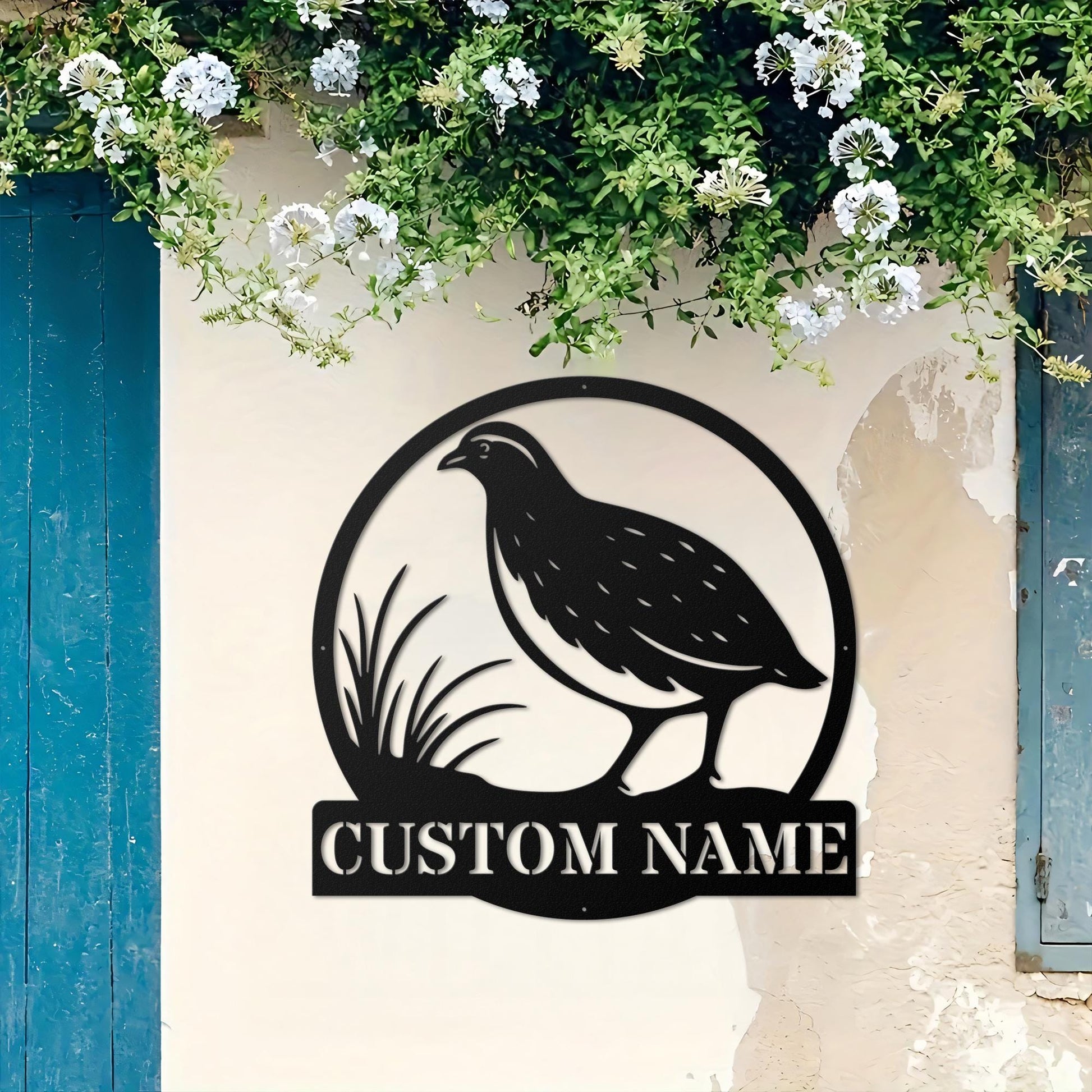 Personalized Quail Metal Wall Art LED – Custom Bird Name Sign, Lighted Rustic Wildlife Decor, Quail Wall Hanging for Home