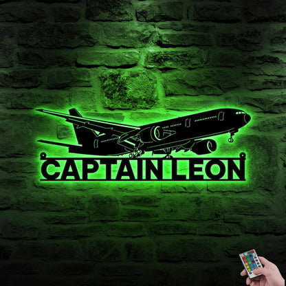 LED Boeing 777 Metal Wall Art – Personalized Airplane Name Sign, Home or Office Decor, Gift for Pilot, Aviation Hobbyist, or Traveler