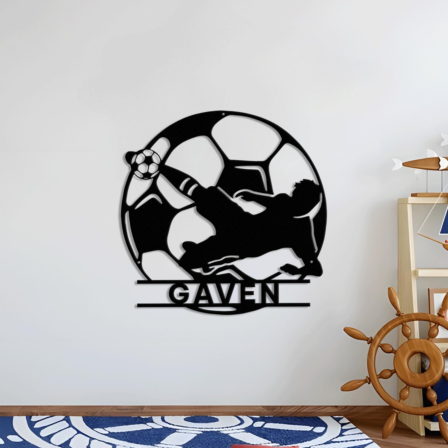 Personalized Soccer LED Metal Sign – Custom Football Wall Art, Soccer Name Sign for Room, Game Room, or Man Cave, Gift for Him