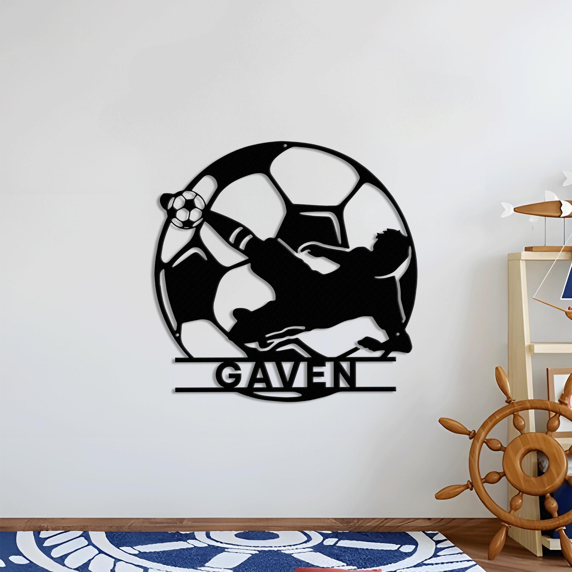 Personalized Soccer LED Metal Sign – Custom Football Wall Art, Soccer Name Sign for Room, Game Room, or Man Cave, Gift for Him