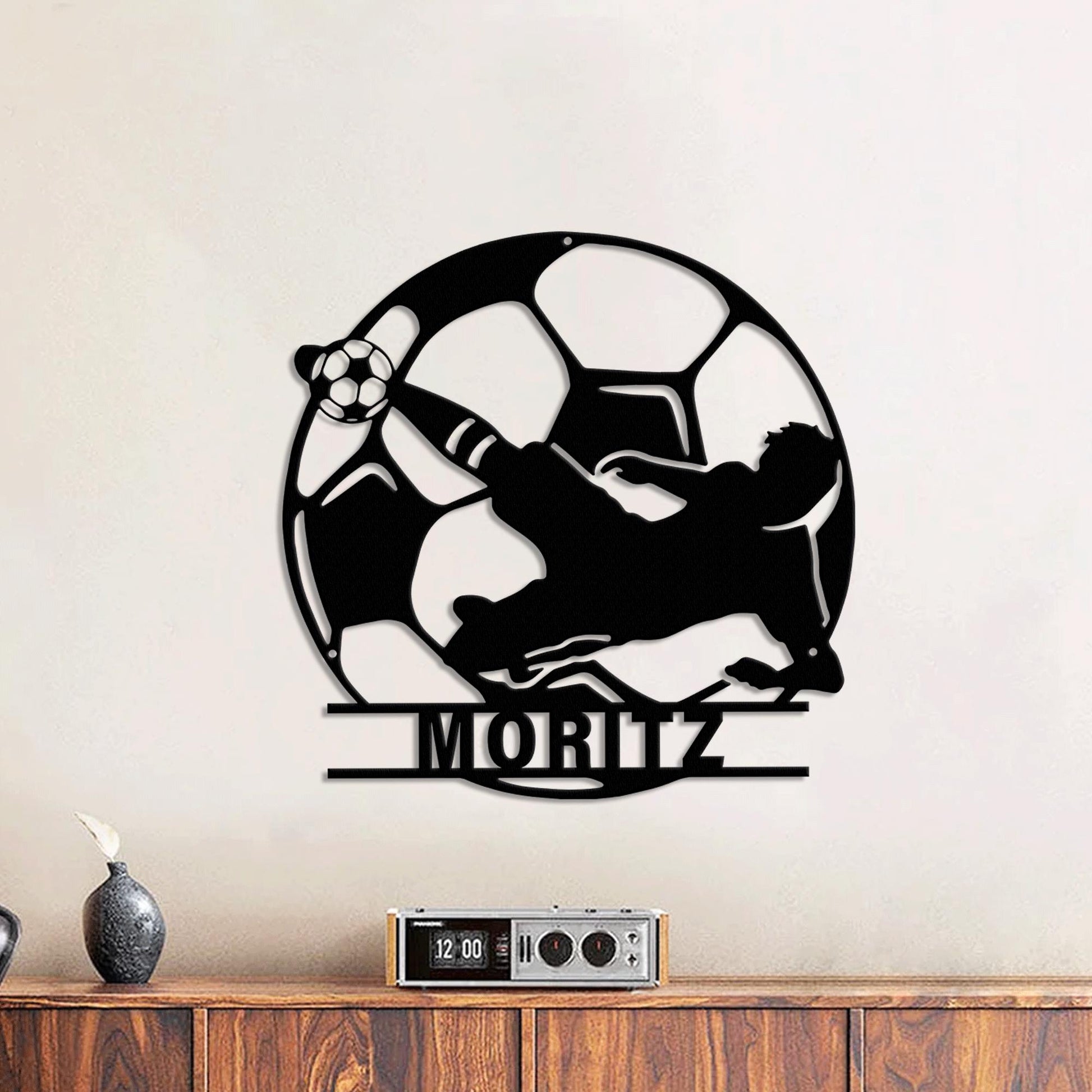 Personalized Soccer LED Metal Sign – Custom Football Wall Art, Soccer Name Sign for Room, Game Room, or Man Cave, Gift for Him