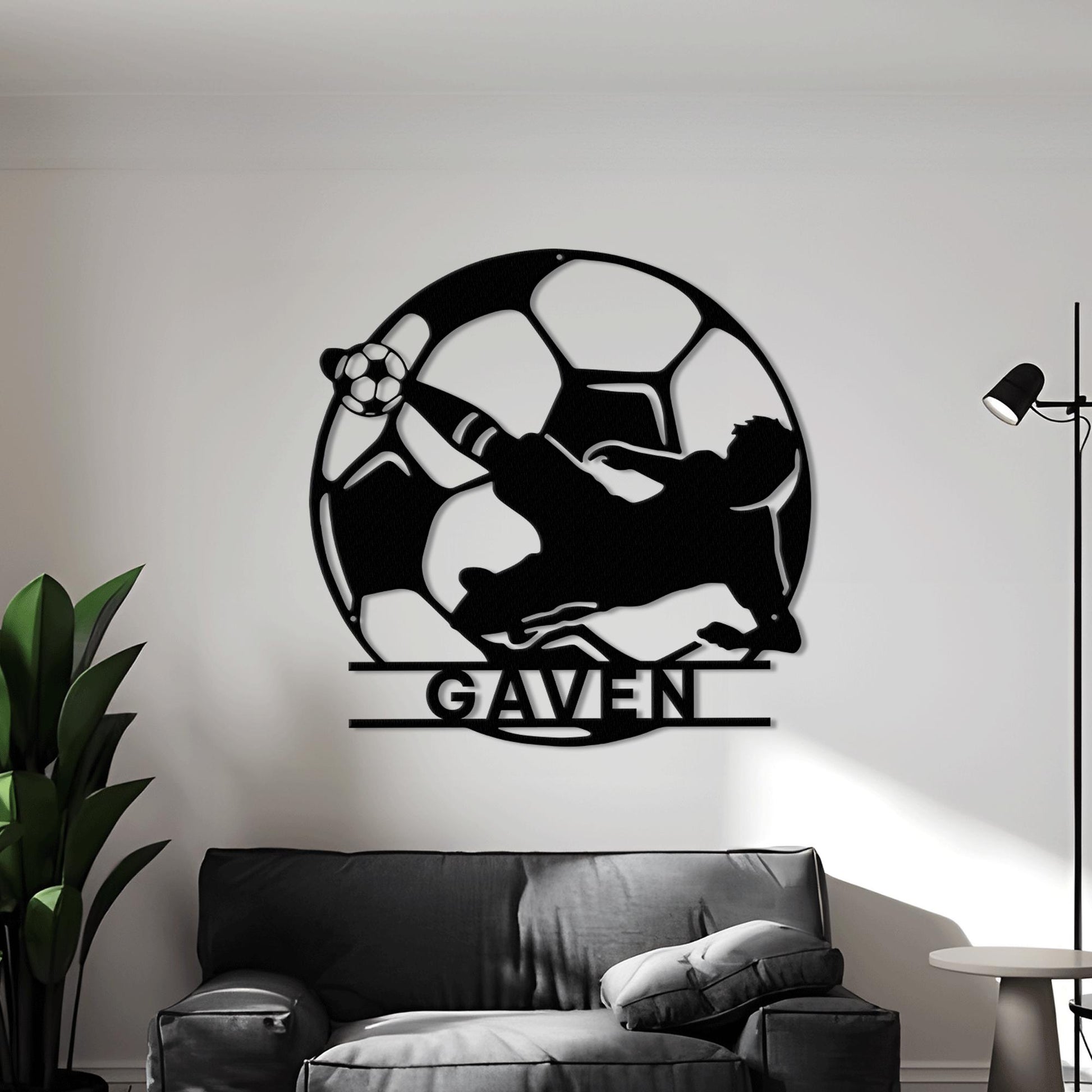 Personalized Soccer LED Metal Sign – Custom Football Wall Art, Soccer Name Sign for Room, Game Room, or Man Cave, Gift for Him