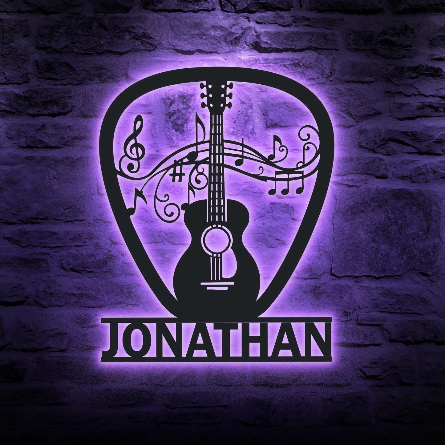 Custom Guitarist LED Metal Sign – Personalized Guitar Pick Wall Art, Music Room or Studio Decor, Great Xmas or Birthday Gift for Players