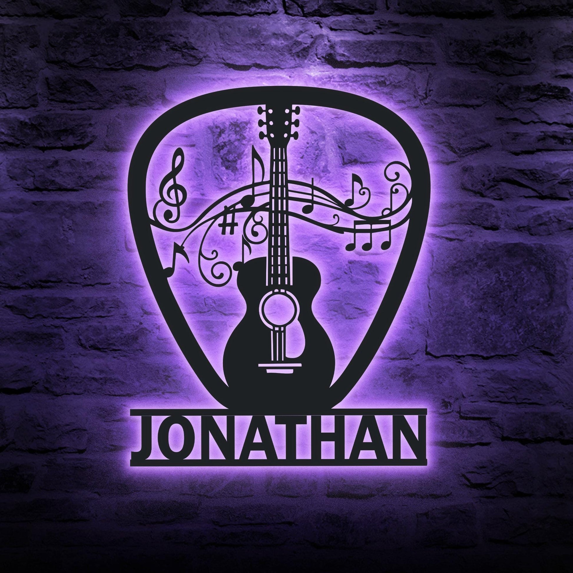 Custom Guitarist LED Metal Sign – Personalized Guitar Pick Wall Art, Music Room or Studio Decor, Great Xmas or Birthday Gift for Players