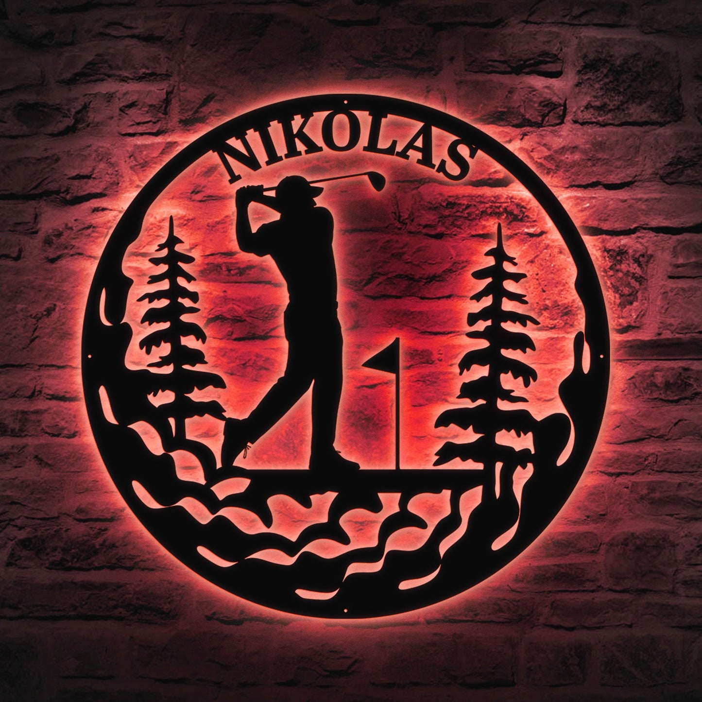 Personalized 19th Hole LED Metal Sign – Custom Golf Wall Art, Home or Golf Club Decor, Perfect Gift for Dad, Husband, or Golf Lovers