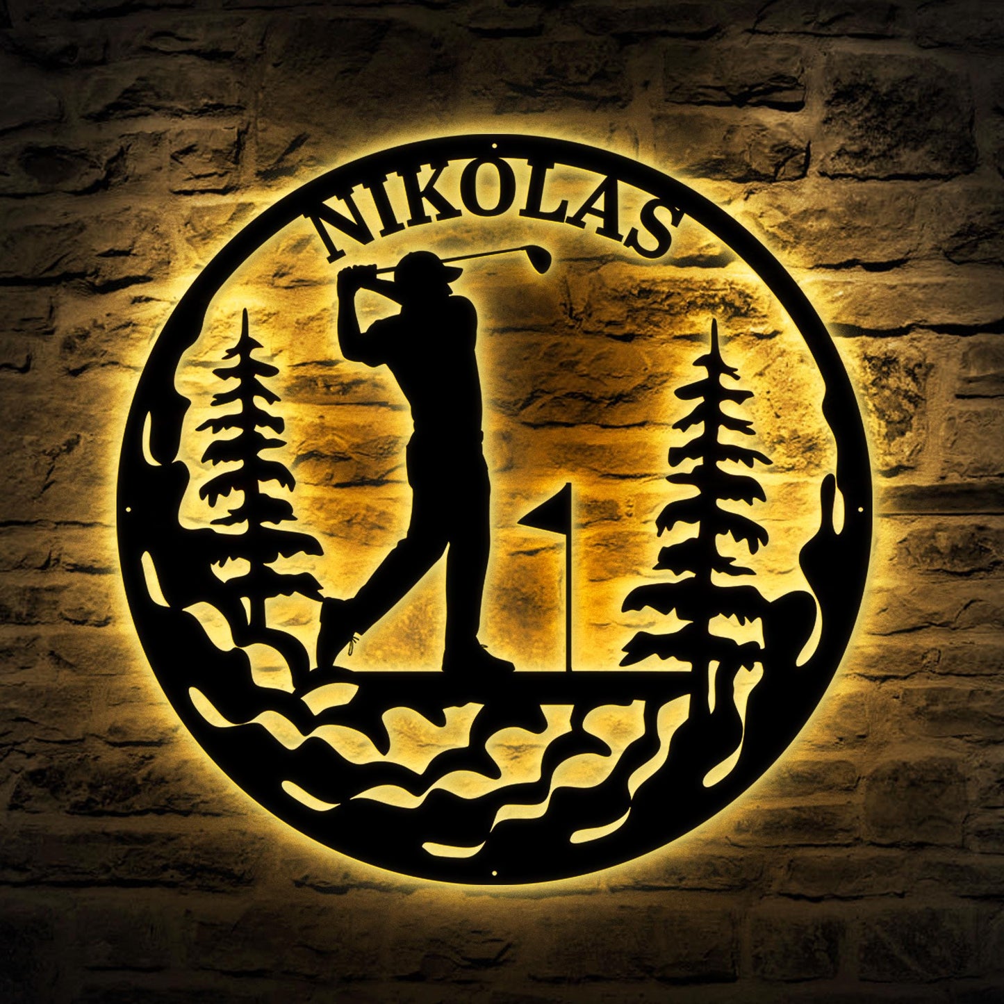 Personalized 19th Hole LED Metal Sign – Custom Golf Wall Art, Home or Golf Club Decor, Perfect Gift for Dad, Husband, or Golf Lovers