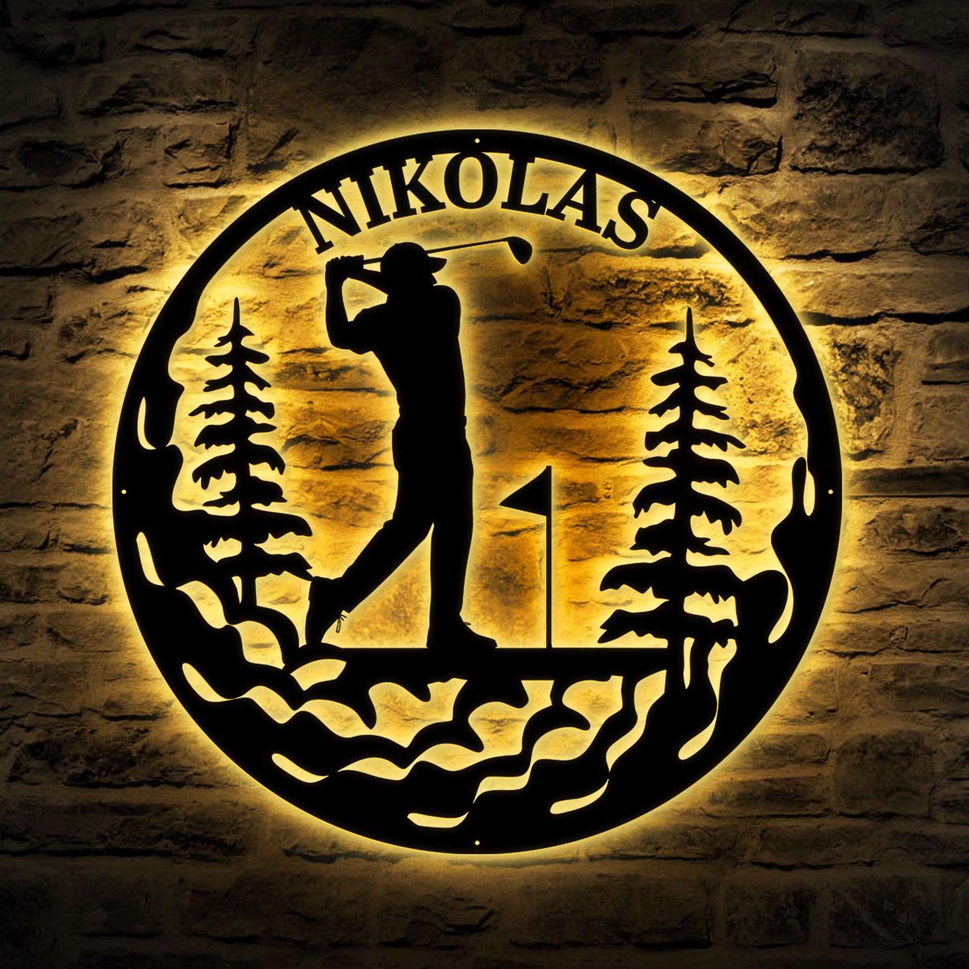Personalized 19th Hole LED Metal Sign – Custom Golf Wall Art, Home or Golf Club Decor, Perfect Gift for Dad, Husband, or Golf Lovers