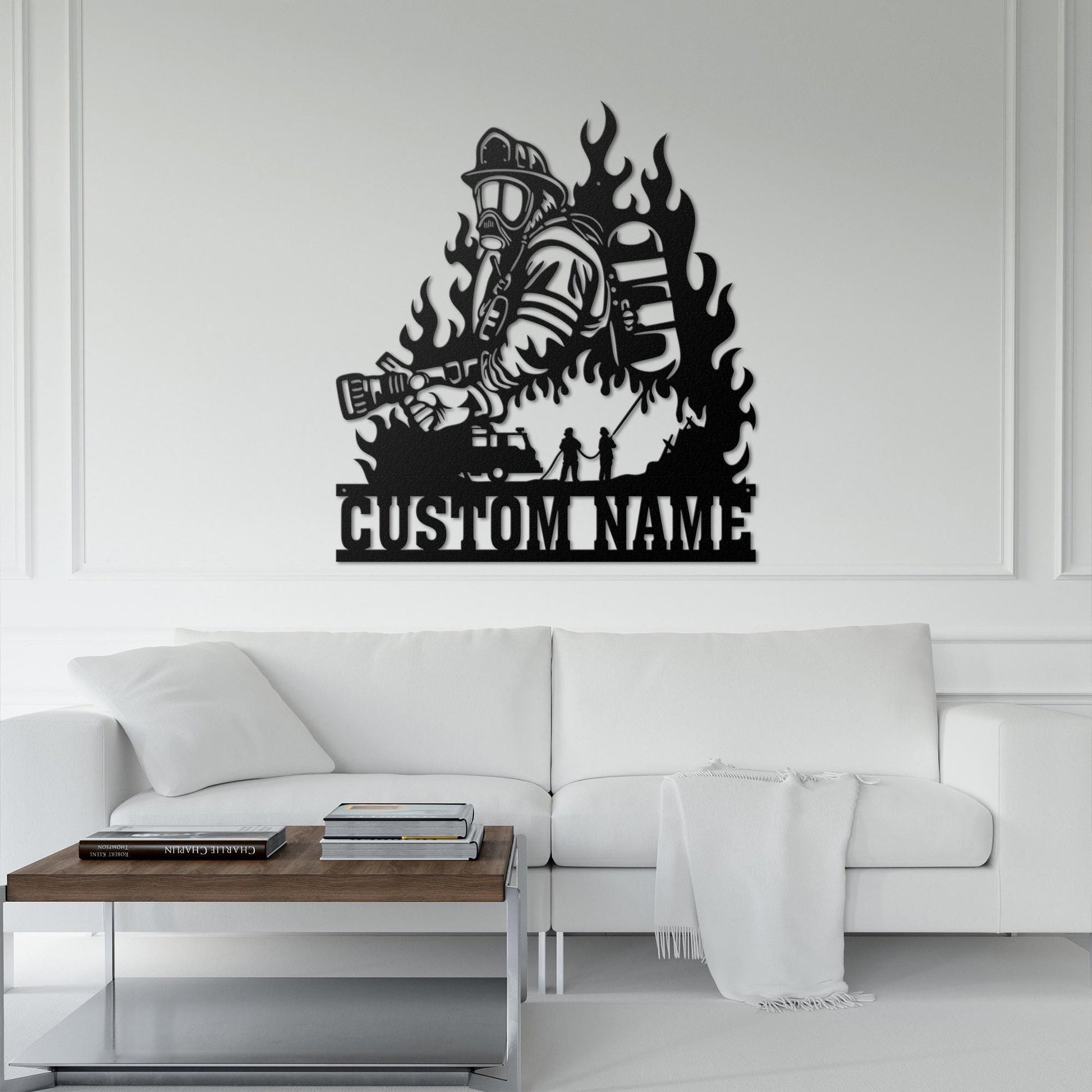 Custom Fire Dept LED Metal Sign – Personalized Firefighter Wall Art, Lighted Fireman Decor, Great Gift for Firefighter Appreciation