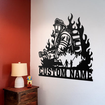 Custom Fire Dept LED Metal Sign – Personalized Firefighter Wall Art, Lighted Fireman Decor, Great Gift for Firefighter Appreciation